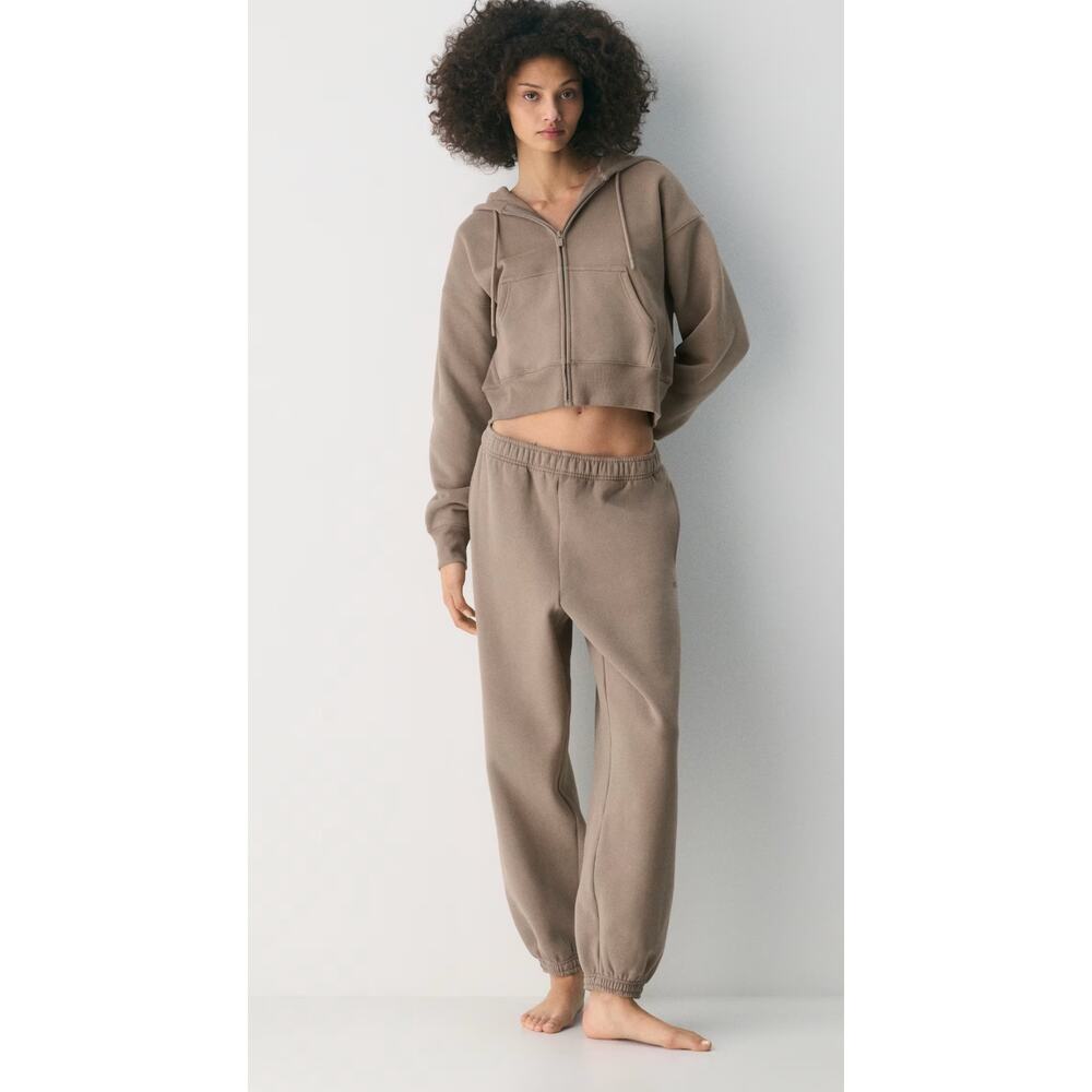 TNA Cozy AF Sweatfleece Mega Jogger Tan Lounge Pants